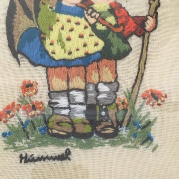 Handmade Children Sharing an Umbrella Himmel Needlework Professionally Framed - Picture 6 of 12